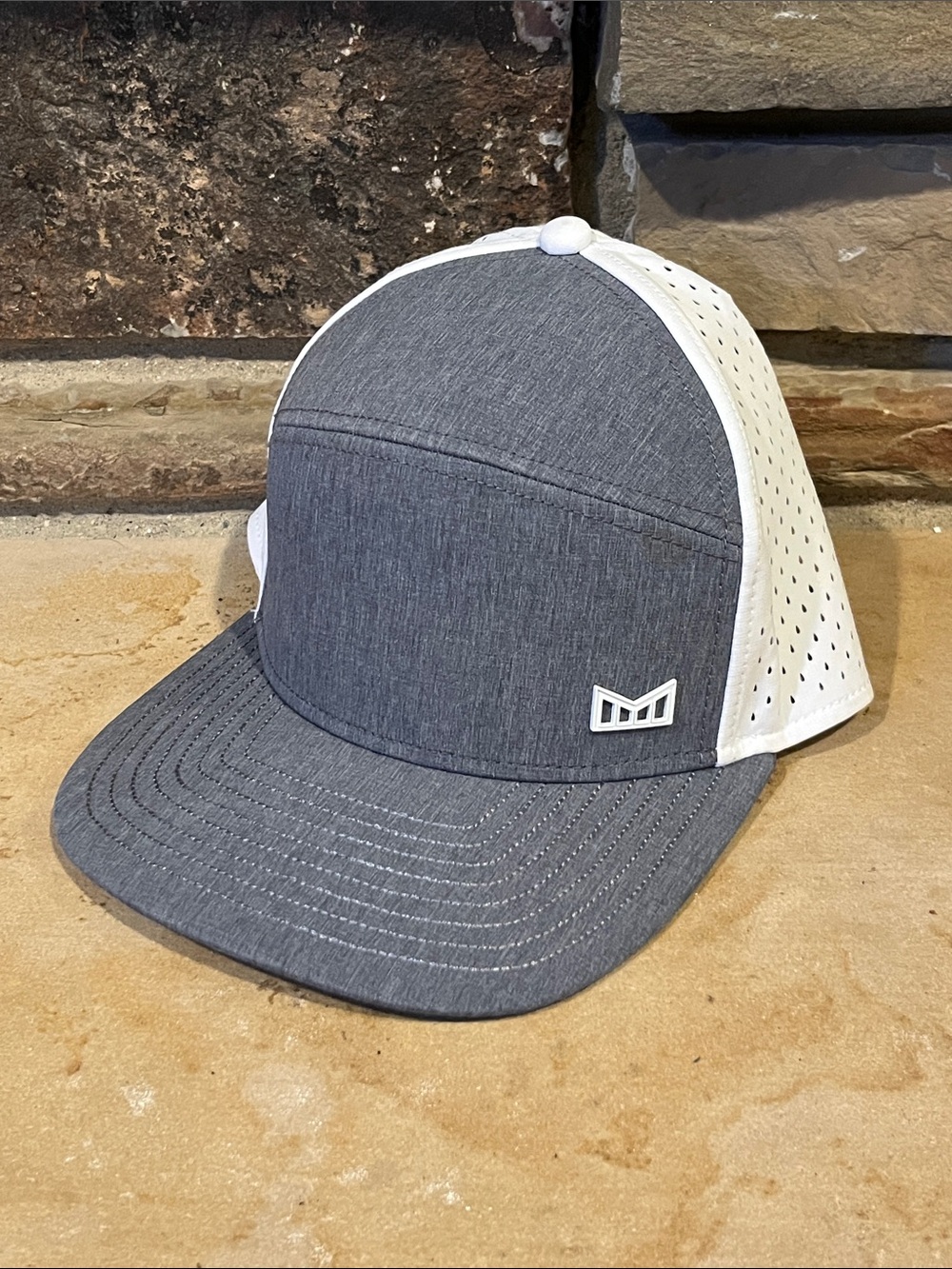 Melin Trenches Hydro Icon Grey and White Snapback Hat
